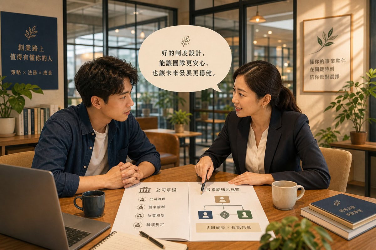 創業者與專業顧問對談，討論公司章程與股權結構規劃