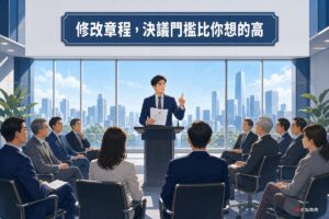 公司章程修正一定要開股東會，決議門檻情境示意