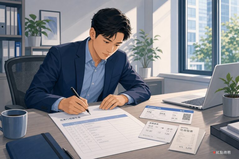員工出差返回後在辦公桌逐日填寫出差報告單