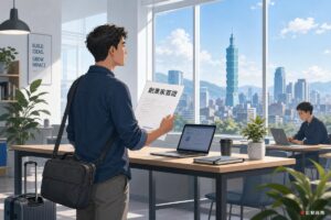 外籍創業者在共享辦公空間檢視創業家簽證申請文件