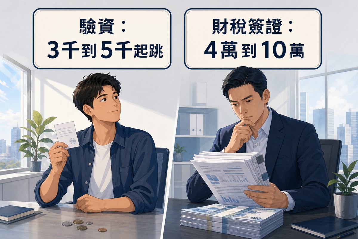驗資小額費用與財稅簽證高額費用對比情境