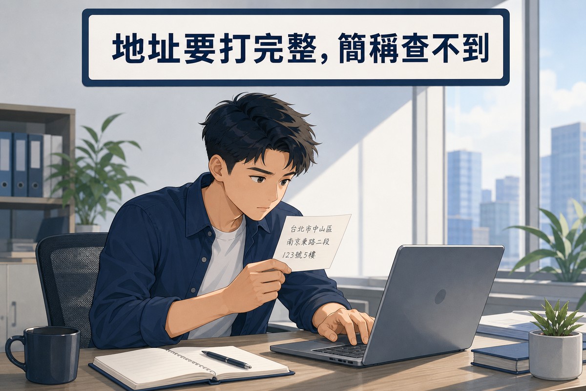 核對完整門牌地址輸入查詢系統情境