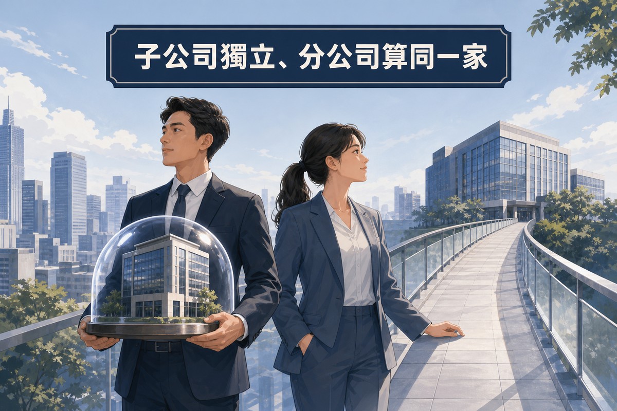 子公司獨立防護罩與分公司延伸長廊意象情境