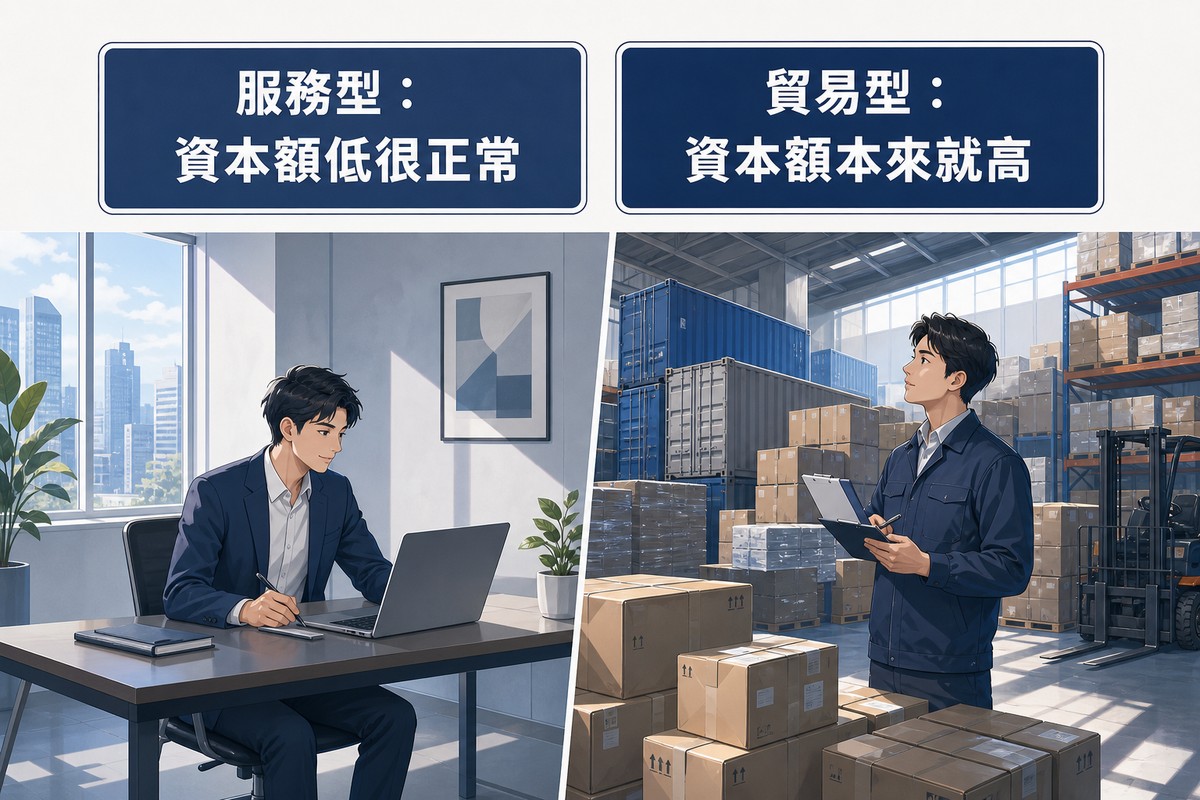服務型公司與貿易型公司資本額規模對比情境