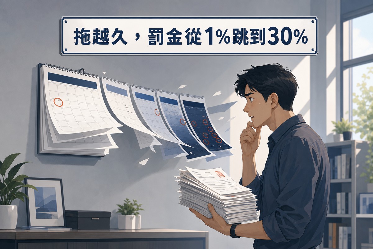 業主翻看日曆頁面罰金越拖越高情境