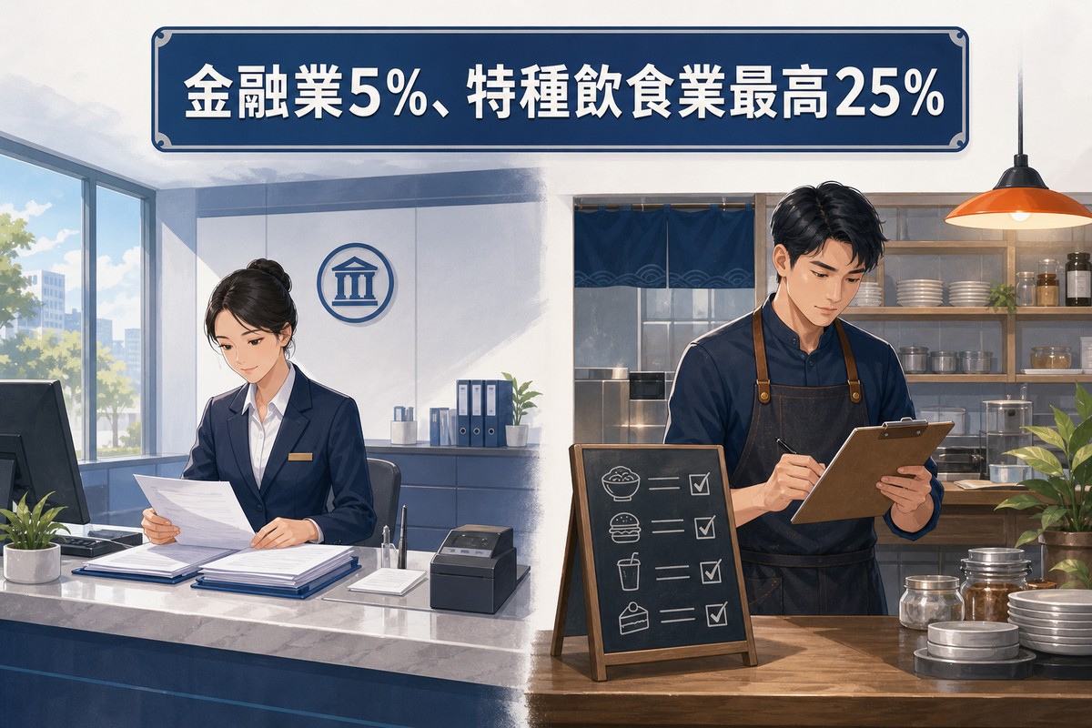 銀行行員與餐飲業主對比不同行業的營業稅稅率