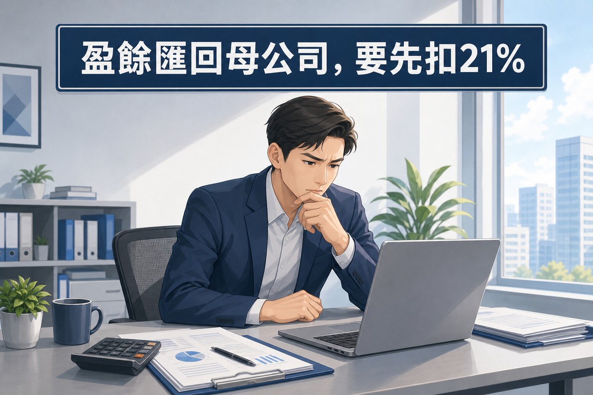 商務人士查看盈餘匯回計算畫面情境