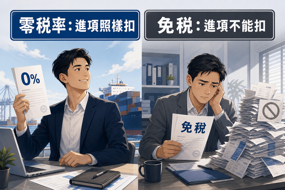 零稅率外銷業主與免稅業主進項扣抵情境對比