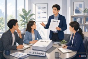 發起人在會議室討論捐助章程的法人設立籌備會議