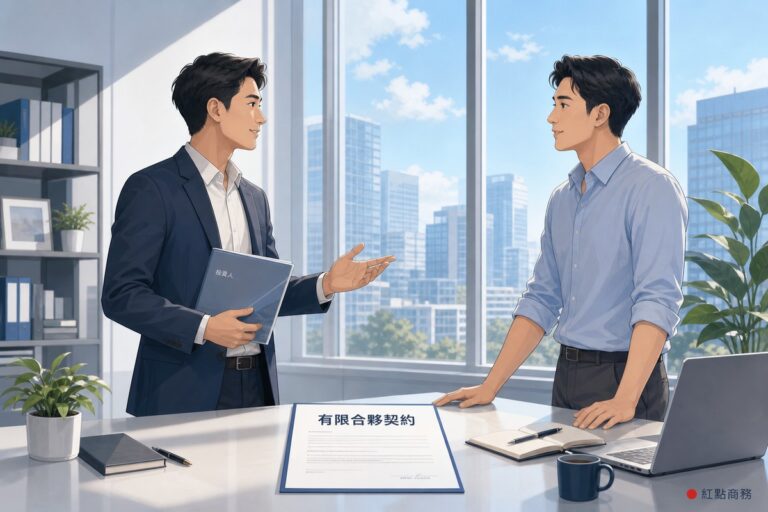 出資者與經營者在辦公室共同檢視有限合夥契約