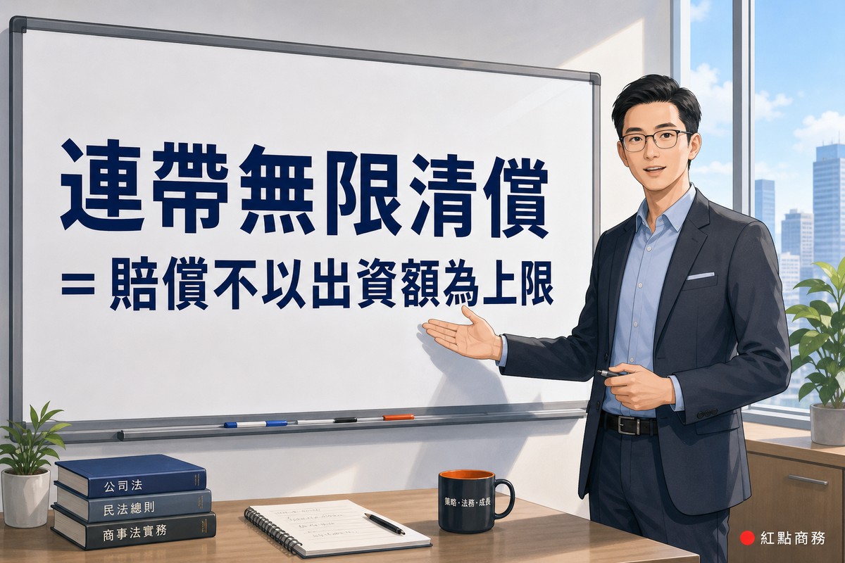 白板上寫著連帶無限清償的說明